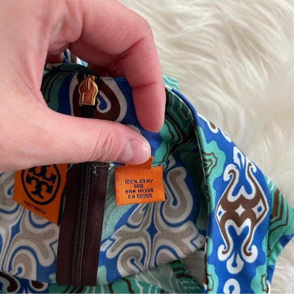 Tory Burch Teal Blue Green Regal Design Round Neck Sheath Dress XS - Picture 6 of 7